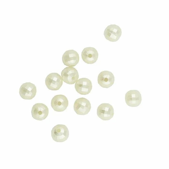 Plastic Beads |   8Mm Plastic Round Faceted Pearl Beads (Available In 2 Colours) Jewellery Making Supplies Cream