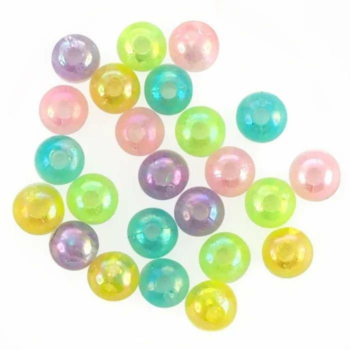 Plastic Beads |   Clear Assorted Ab Plastic Round Beads Jewellery Making Supplies Plastic Beads