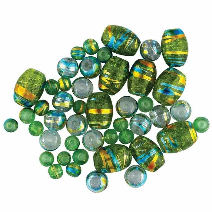 Plastic Beads |   Glass Beads With Metallic Stripe (Available In 4 Colours) Glass Beads Black