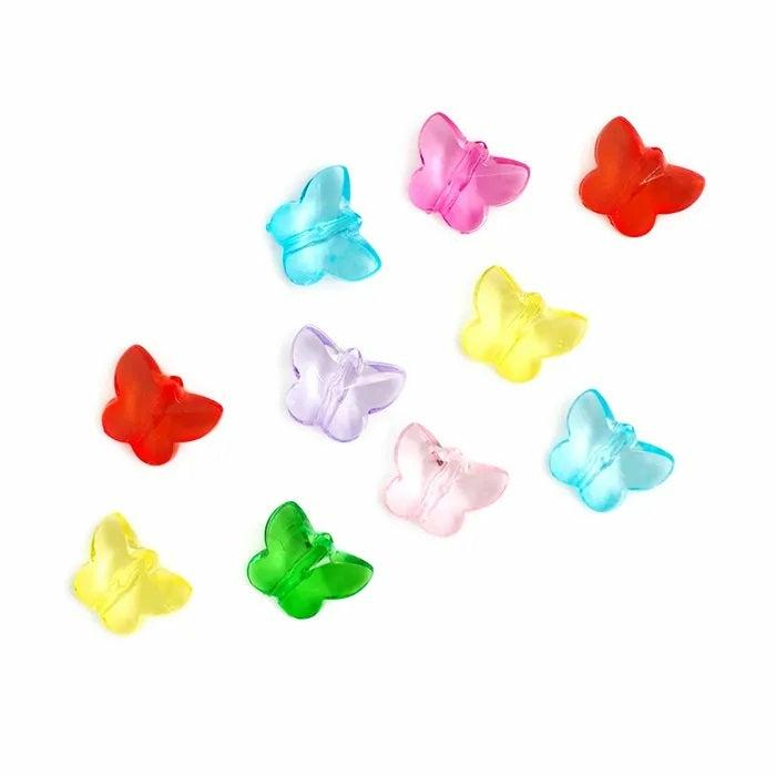 Plastic Beads |   Plastic Bright Colours Butterfly Shape Beads Beads Beads