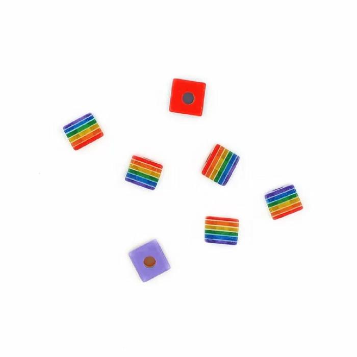 Plastic Beads |   Plastic Square Rainbow Beads Jewellery Making Supplies Plastic Beads