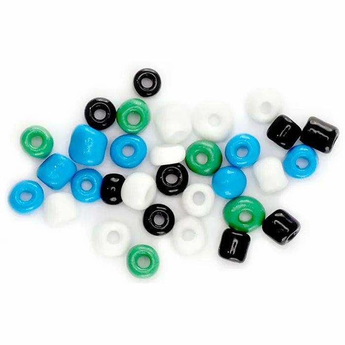 Seed Beads |   3.6Mm Blue, White, Green & Black Colours Glass Seed Beads Jewellery Making Supplies Seed Beads