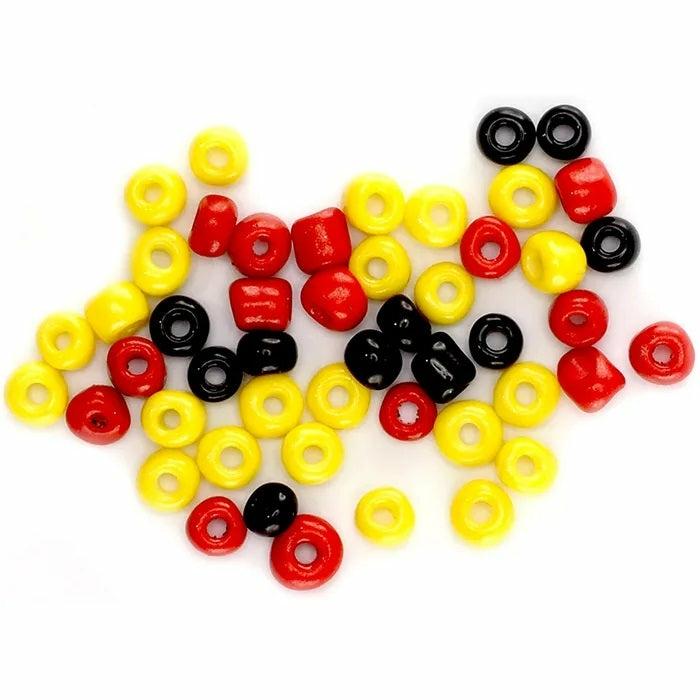 Seed Beads |   3.6Mm Red, Yellow & Black Colours Glass Seed Beads Jewellery Making Supplies Seed Beads