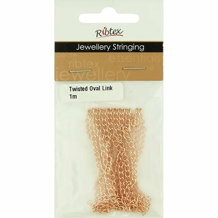 Stringing Materials |   4Mm X 2Mm Metal Alloy Twisted Oval Link Chain (Available In 5 Colours) Jewellery Making Supplies Black