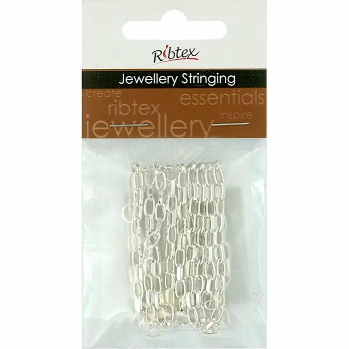 Stringing Materials |   7Mm X 4Mm Bright Silver Colour Straight Oval Link Chain Jewellery Making Supplies Stringing Materials