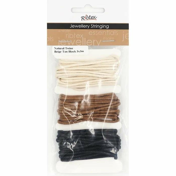 Stringing Materials |   Beige, Tan & Black Twine Stringing Cords Jewellery Making Supplies Stringing Materials