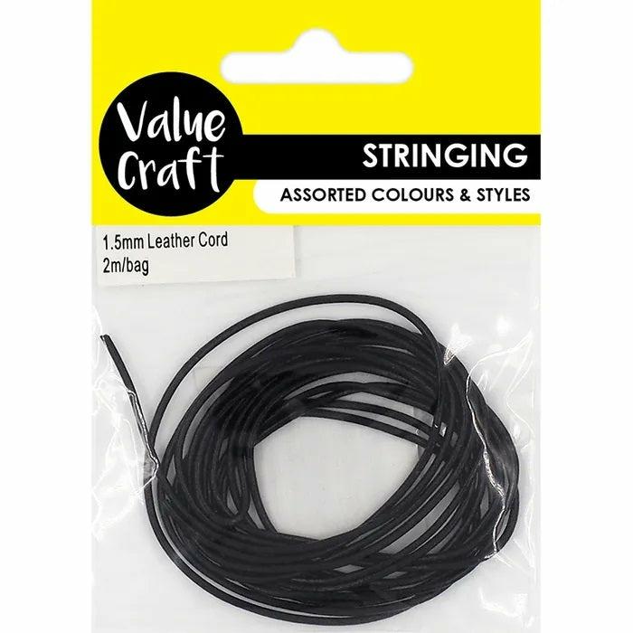 Stringing Materials |   Black Round Genuine Leather Cord Jewellery Making Supplies Stringing Materials