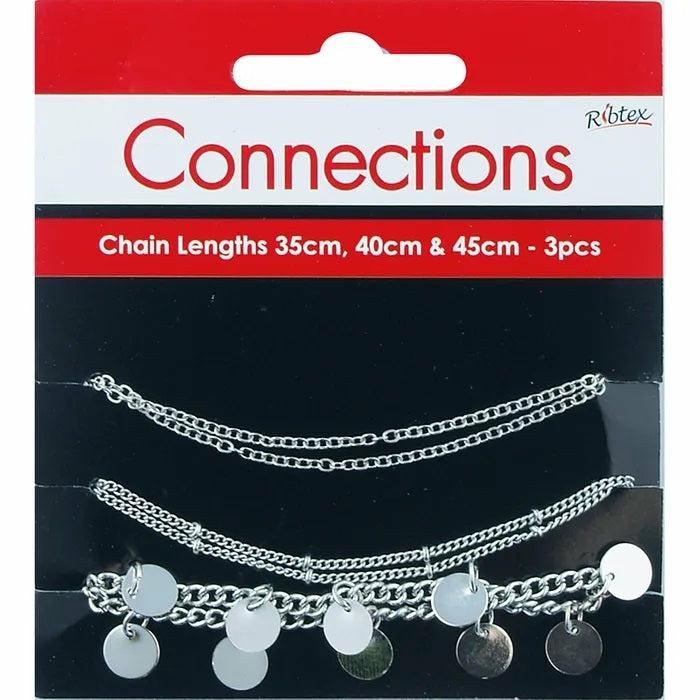 Stringing Materials |   Bright Silver Colour Metal Alloy Plain – Ball – Disc Chain Set Jewellery Making Supplies Stringing Materials