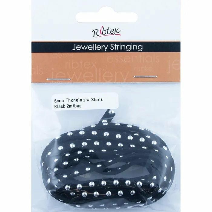 Stringing Materials |   Faux Suede Thonging With Studs Jewellery Making Supplies Stringing Materials