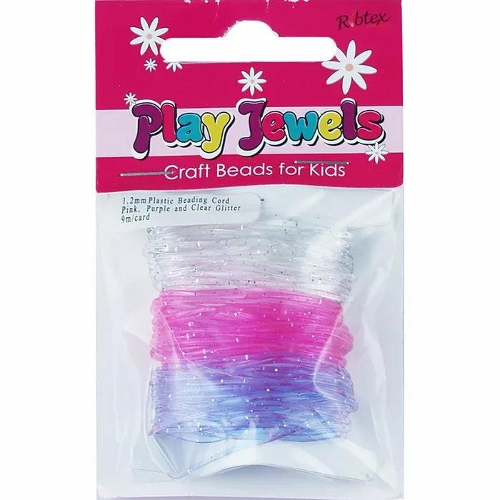 Stringing Materials |   Glitter Pink, Clear & Purple Colours Plastic Beading Cord Jewellery Making Supplies Stringing Materials