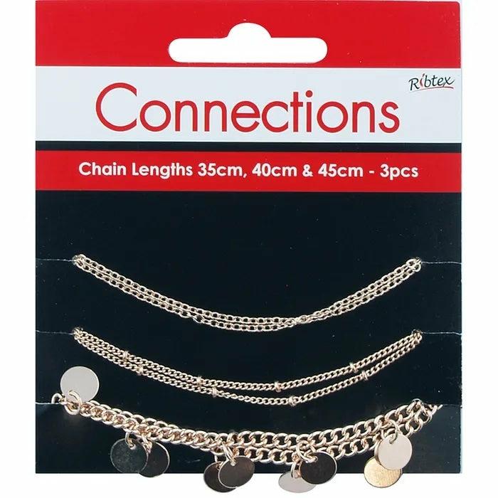 Stringing Materials |   Gold Colour Metal Alloy Plain – Ball – Disc Chain Set Jewellery Making Supplies Stringing Materials