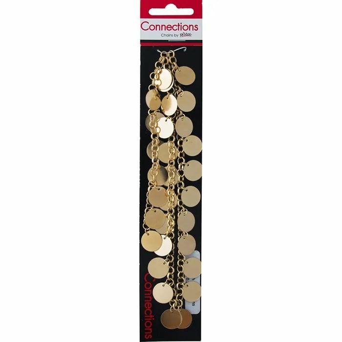 Stringing Materials |   Metal Alloy Chunky Disc Charms Chain (Available In 2 Colours) Jewellery Making Supplies Gold