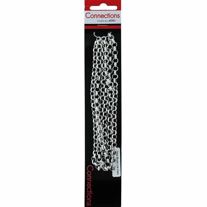 Stringing Materials |   Metal Alloy Round Link Connections Chain (Available In 4 Colours) Jewellery Making Supplies Black