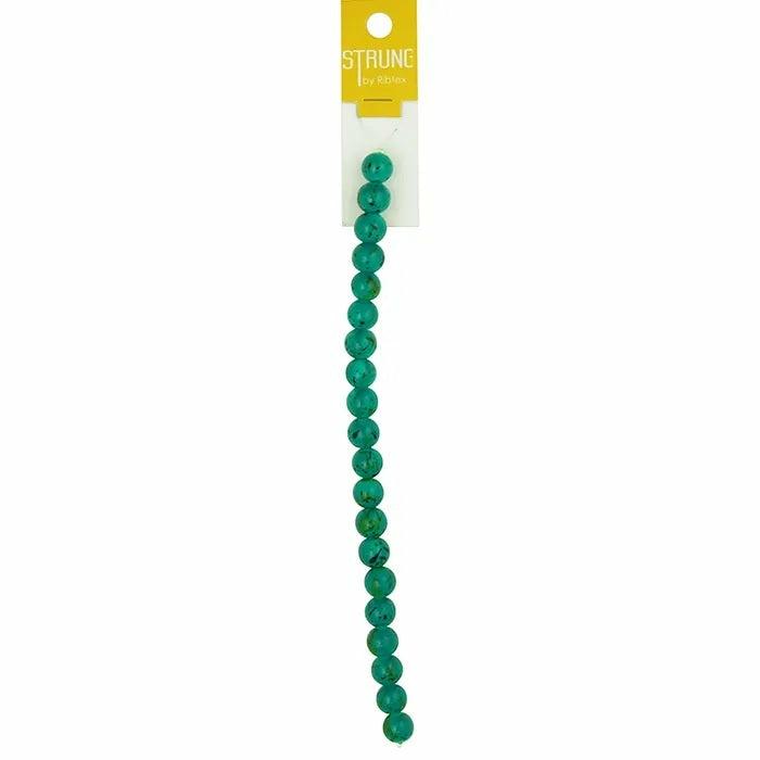 Strung Beads |   10Mm Round Glass Green Bead With Paint Splat Strung Beads Jewellery Making Supplies Strung Beads