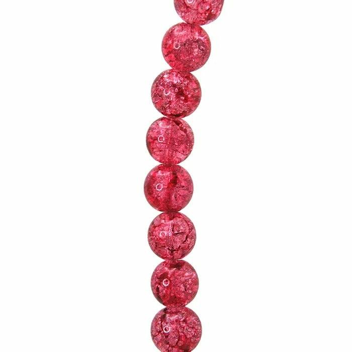 Strung Beads |   12Mm Pink Colour Round Crackle Strung Beads Jewellery Making Supplies Strung Beads