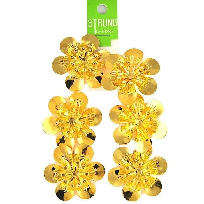 Strung Beads |   50Mm Metal Alloy 3D Flower Shape Strung Bead (Available In 2 Colours) Jewellery Making Supplies Gold