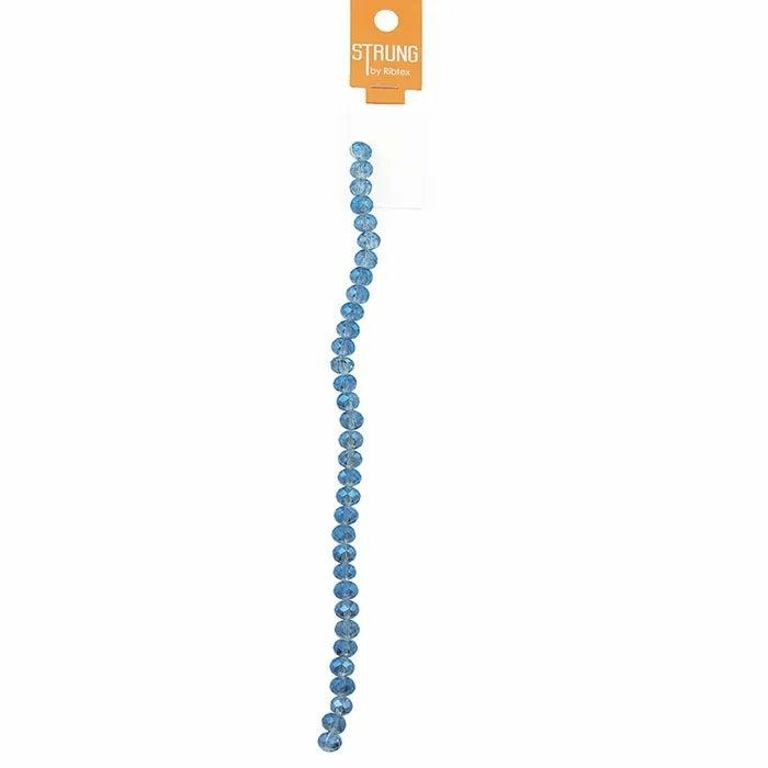 Strung Beads |   6Mmx8Mm Squashed Facet Glass Strung Beads (Available In 3 Colours) Jewellery Making Supplies Blue - Grey