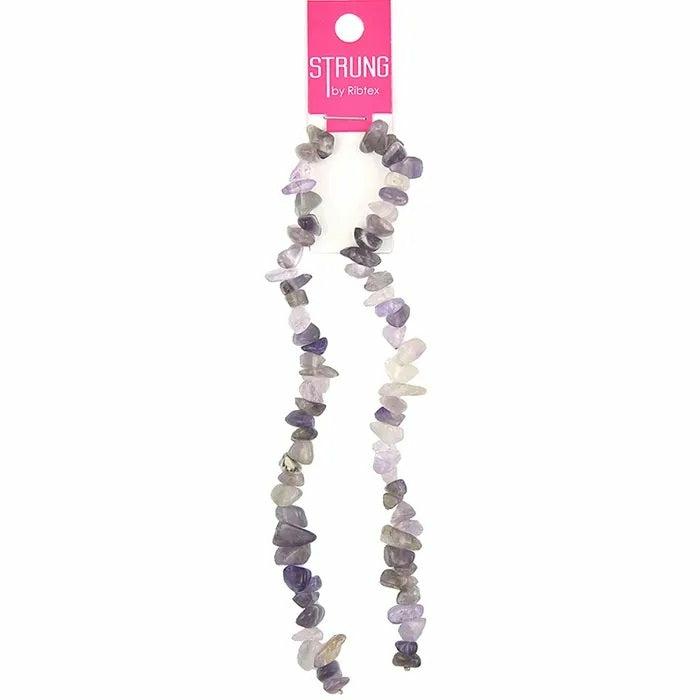 Strung Beads |   Amethyst Colour Stone Chips Strung Beads Jewellery Making Supplies Strung Beads