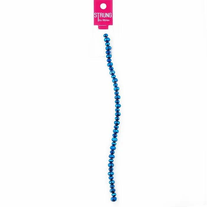 Strung Beads |   Blue Colour Crystal Squashed Facet Strung Beads Jewellery Making Supplies Strung Beads