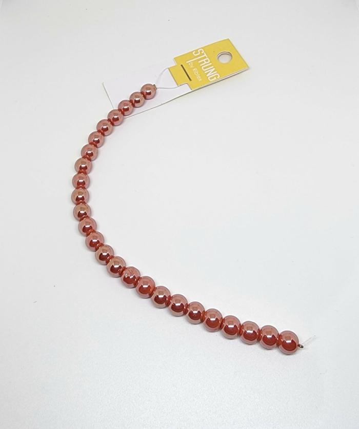 Strung Beads |   Coral Ab Colour Pearl Look Glass Strung Beads Jewellery Making Supplies Strung Beads