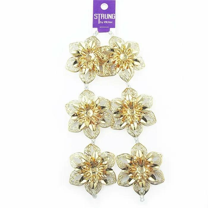 Strung Beads |   Metal Alloy 3D Flower Shape Strung Bead (Available In 2 Colours) Jewellery Making Supplies Bright Gold