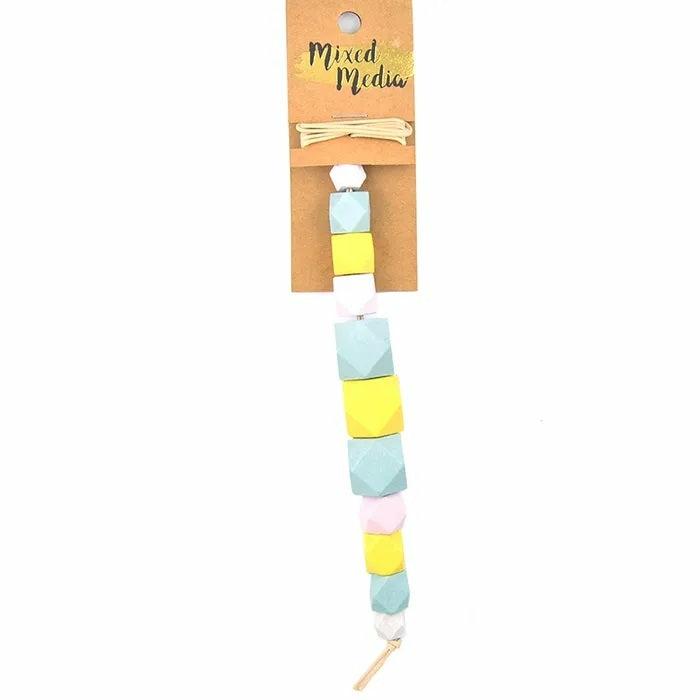 Strung Beads |   Pastel Colours Geo Wooden Beads Jewellery Making Supplies Strung Beads