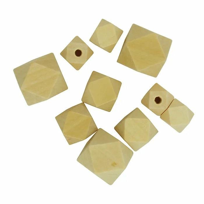 Wooden Beads |   Assorted Size Faceted Wooden Beads Jewellery Making Supplies Wooden Beads