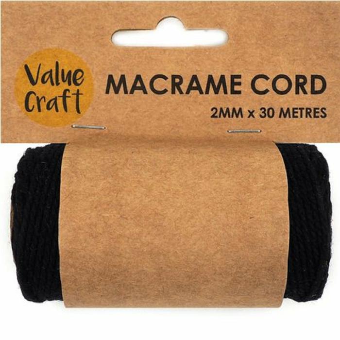 Stringing Materials |   2Mm Macrame Cord (Available In 3 Colours) Jewellery Making Supplies Black